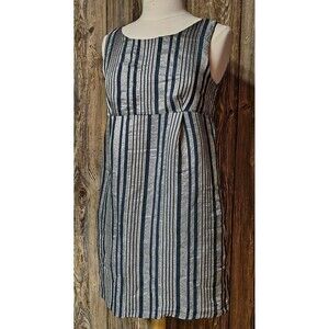 Vintage Y2K GLAM Metallic Crinkle Dress – Blue Silver – Made in USA – Size L